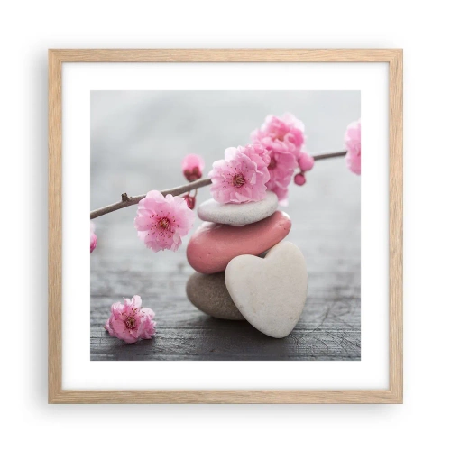 Affisch i ram av ljusek - Salighet med körsbärsblomma - 40x40 cm