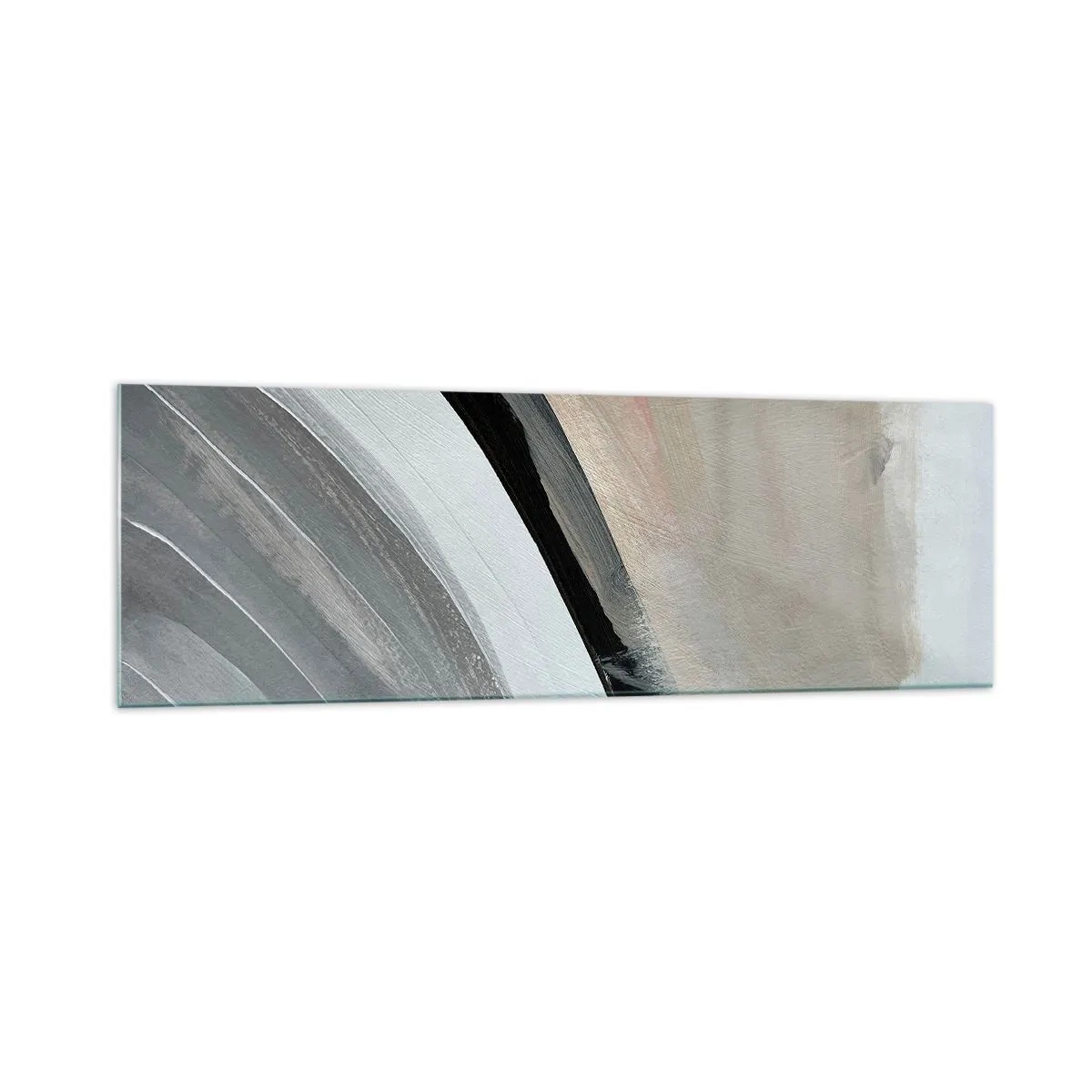 Glastavla - Bild på glas - Komposition: en båge av svart och grått - 160x50 cm