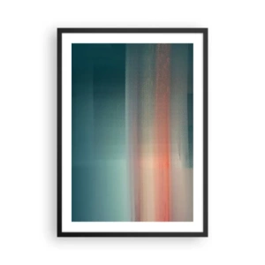 Affisch i svart ram - Ett abstrakt ljusspel i nyanser av turkos och rött. - 50x70cm - Abstraktion: ljusvågor - Modern väggdekoration för vardagsrum och sovrum ARTTOR