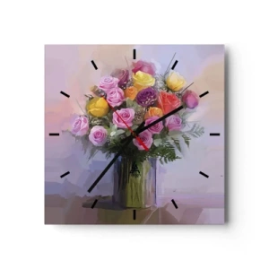 Väggklocka - Klocka på glas - Stoppad skönhet - 30x30 cm