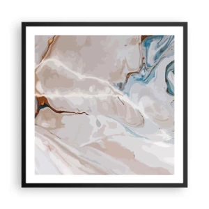 Affisch i svart ram - Blåa meanderlopp under vithet - 60x60 cm