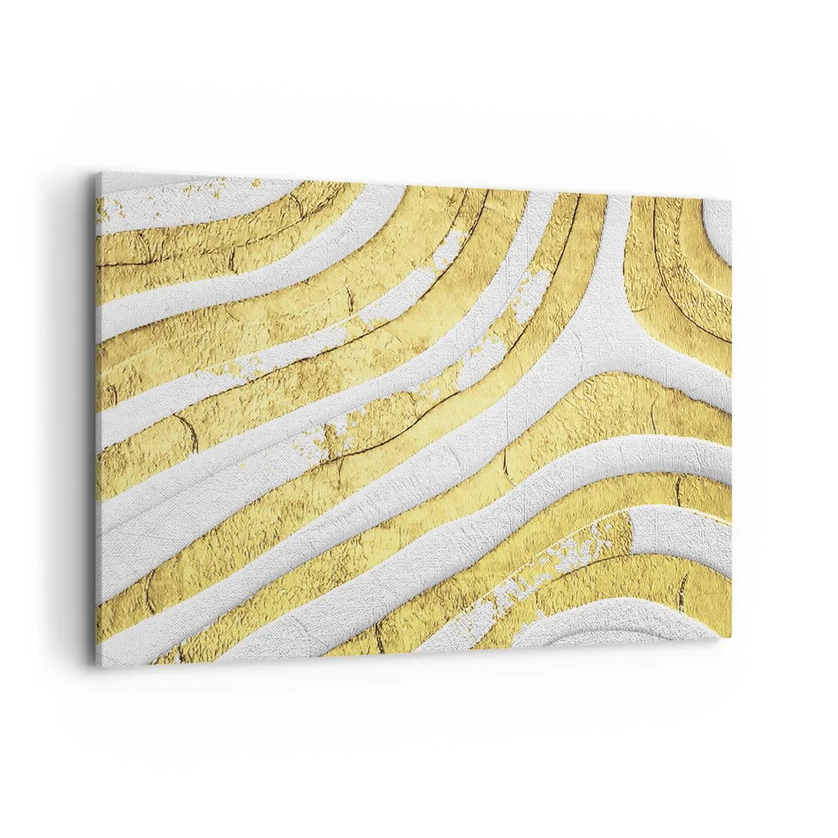 Canvastavla - Bild på duk - Komposition i vitt och guld - 100x70 cm