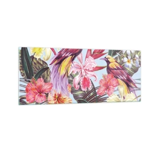 Glastavla - Bild på glas - Flingor och fjädrar - 100x40 cm