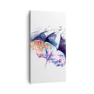 Canvastavla - Bild på duk - Promenad i regnet - 55x100 cm