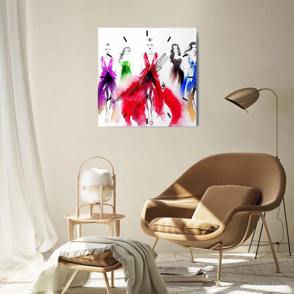 Väggklocka - Klocka på glas - Stämning för dräkter - 40x40 cm