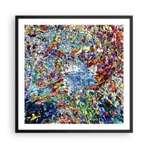 Affisch i svart ram - Glasmålning - droppar  - 60x60 cm