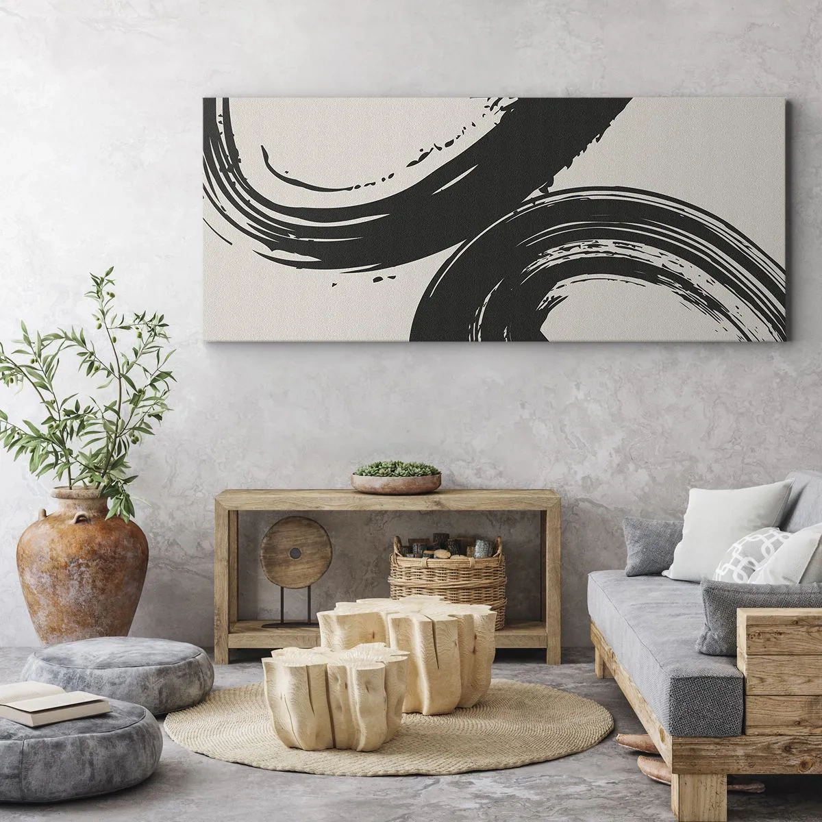 Canvastavla - Bild på duk - Svepande och cirkulärt - 100x40 cm