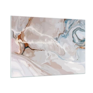 Glastavla - Bild på glas - Blåa meanderlopp under vithet - 100x70 cm