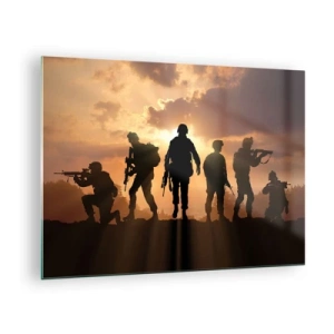 Glastavla - Bild på glas - Bröder i vapen - 70x50cm - Brothers in arms - Modern väggdekoration för vardagsrum och sovrum ARTTOR