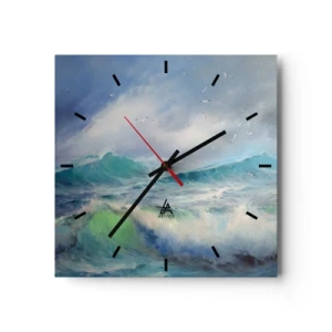 Väggklocka - Klocka på glas - "Orkanen vrålade med triumf…' - 40x40 cm