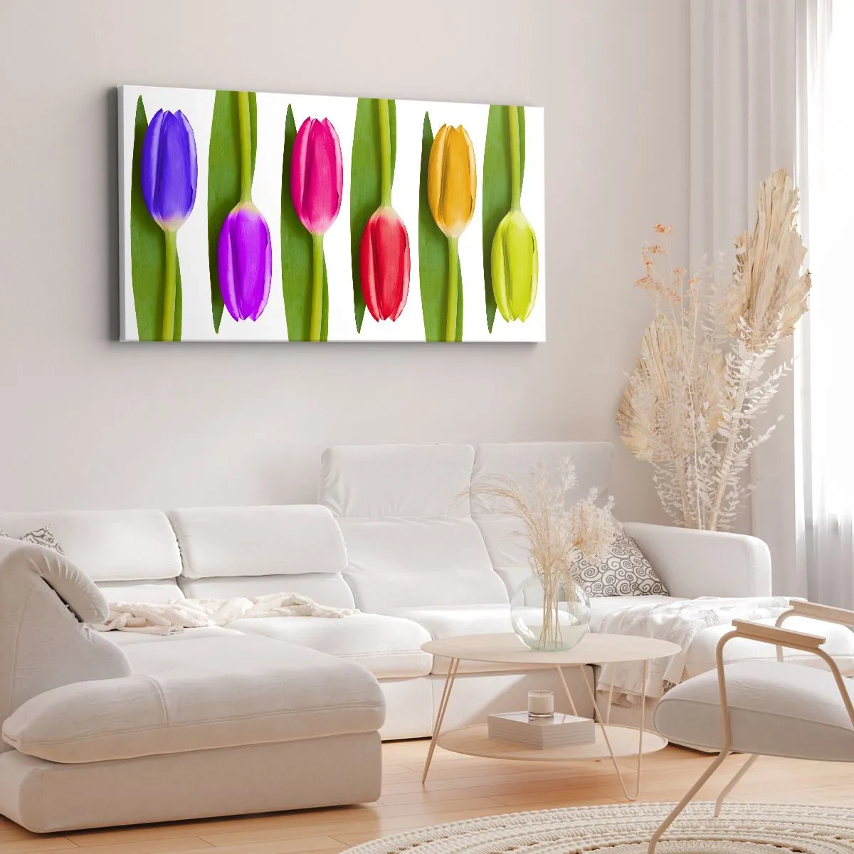 Canvastavla - Bild på duk - Regnbågskomposition - 160x50 cm