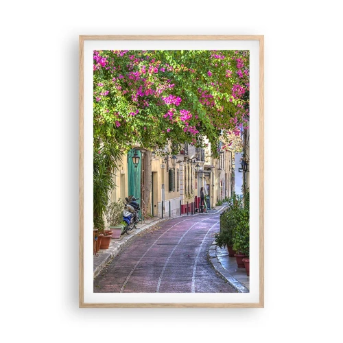Affisch i ram av ljusek - Blommande gata - 61x91 cm
