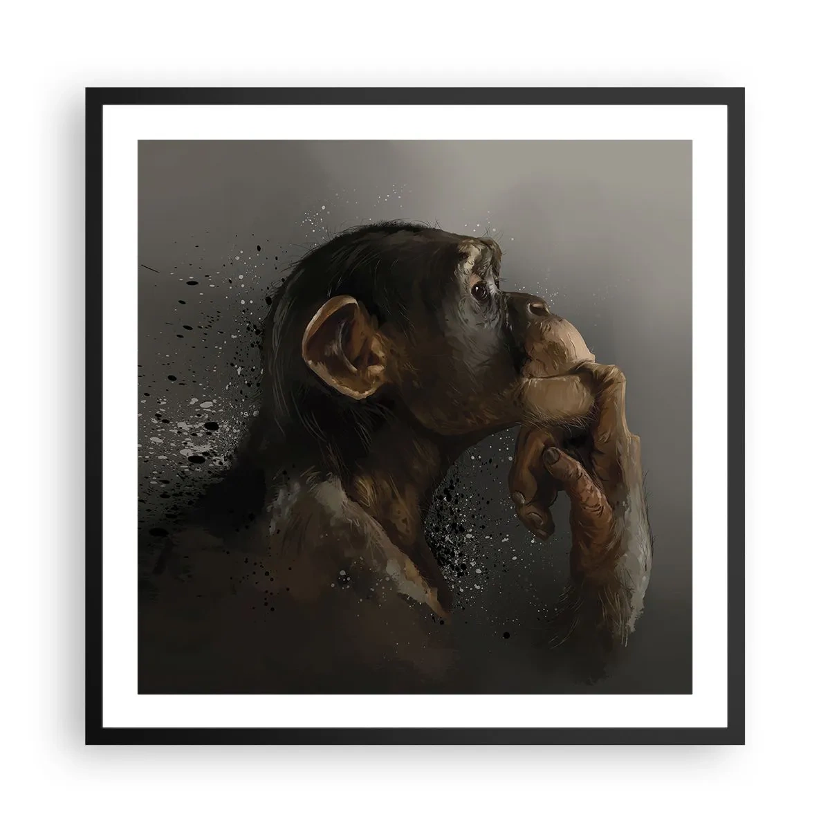 Affisch i svart ram - Säkert en tänkare - 60x60 cm