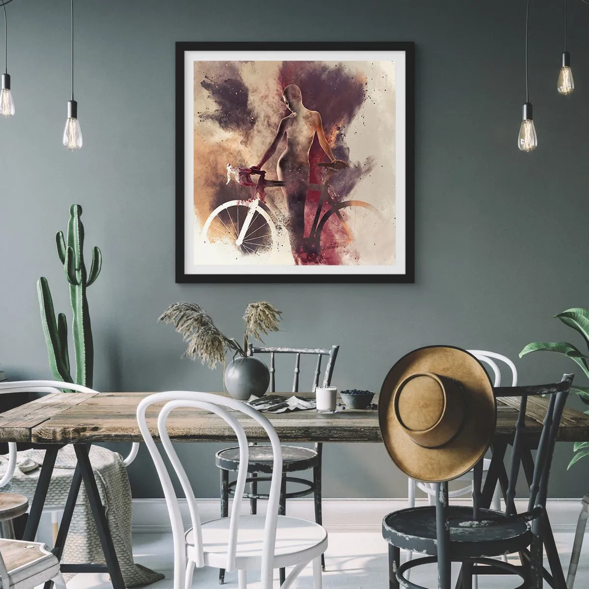 Affisch i svart ram - Cyklelsjäl i marmorform - 50x50 cm