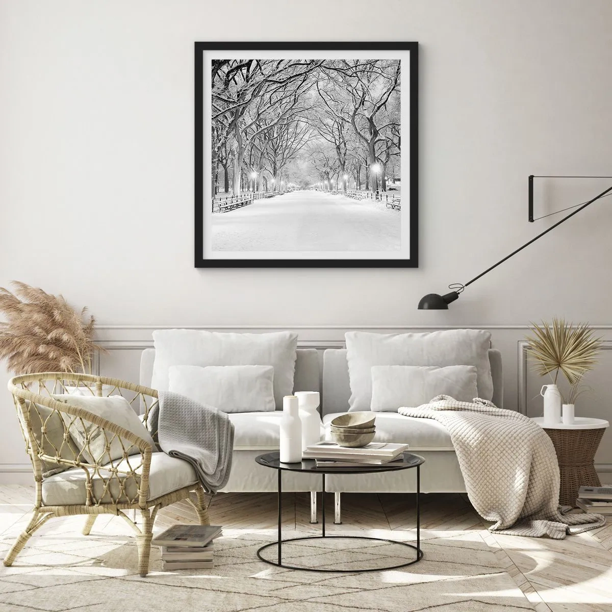 Affisch i svart ram - De fyra årstiderna - vinter - 30x30 cm