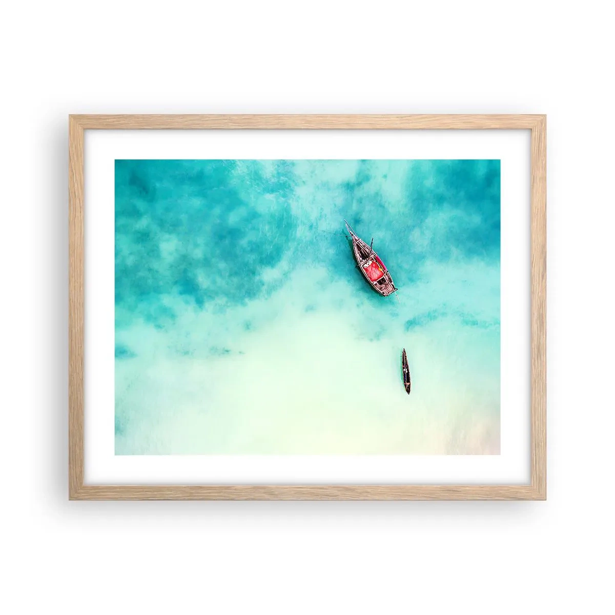 Affisch i ram av ljusek - Högvatten på stranden i Zanzibar… - 50x40 cm