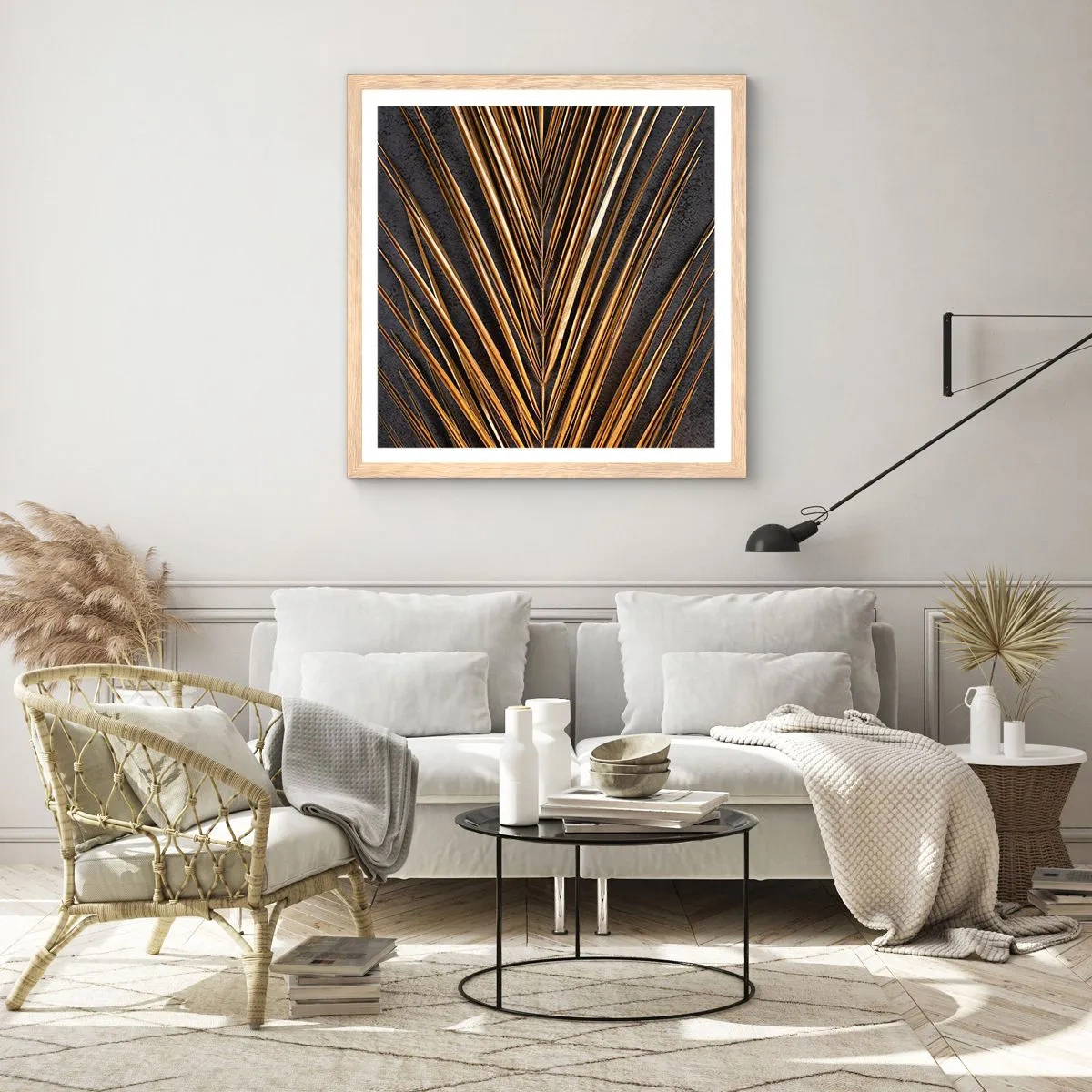 Affisch i ram av ljusek - Tropikens guld - 50x50 cm