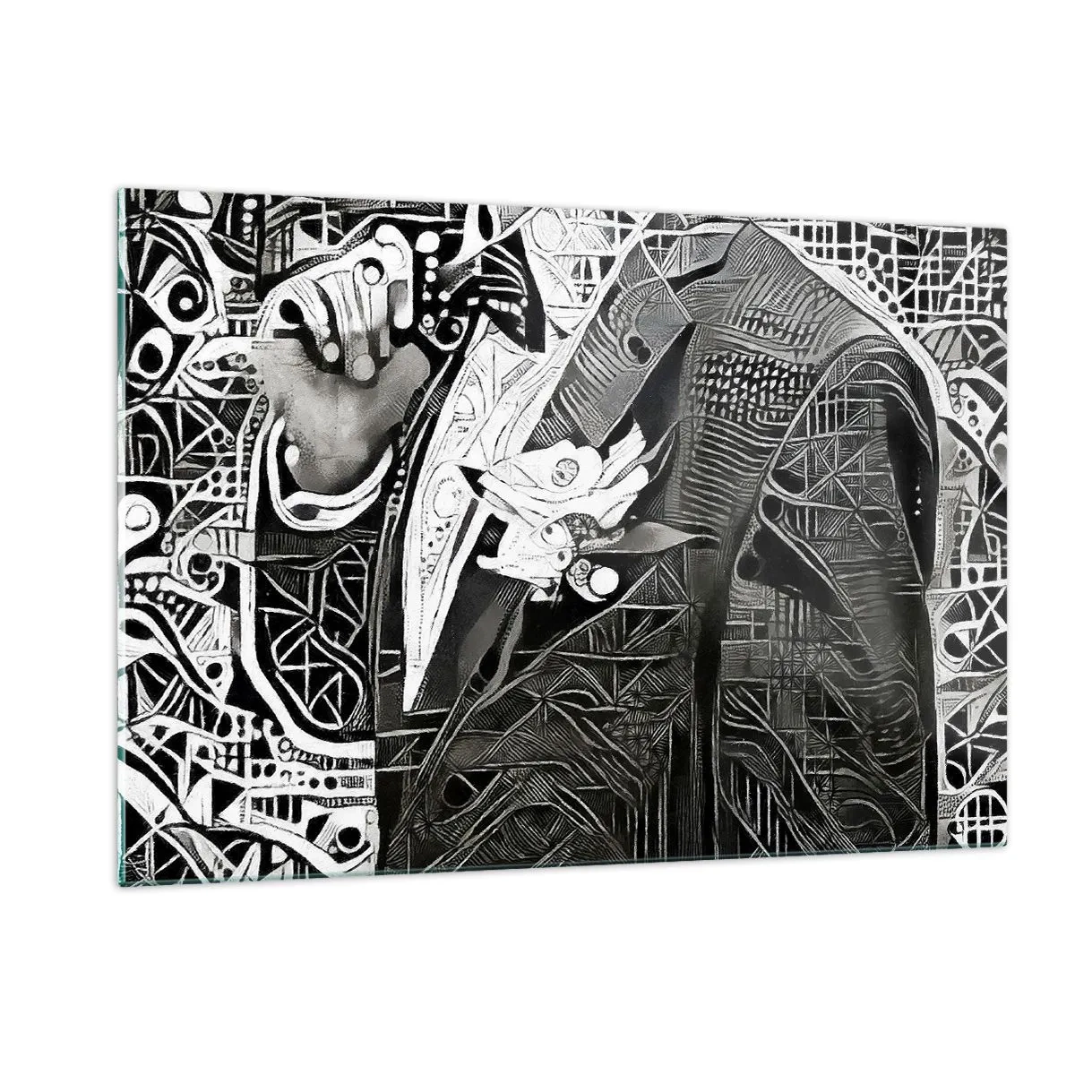 Glastavla - Bild på glas - Gråmänniska? - 120x80 cm