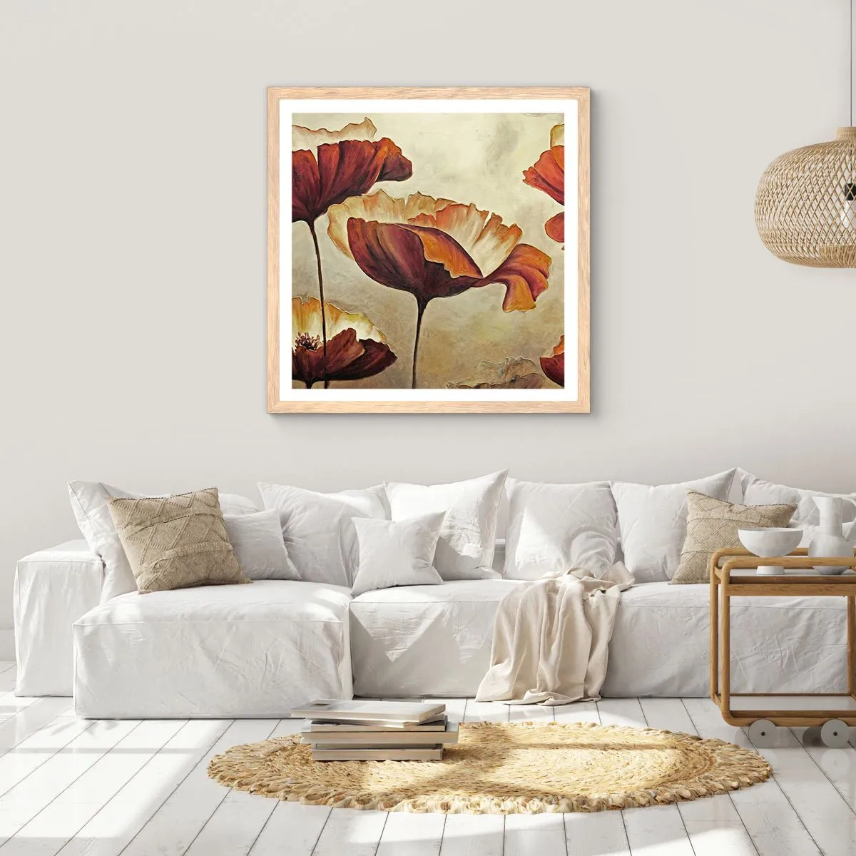 Affisch i ram av ljusek - Ängsblommor - 30x30 cm