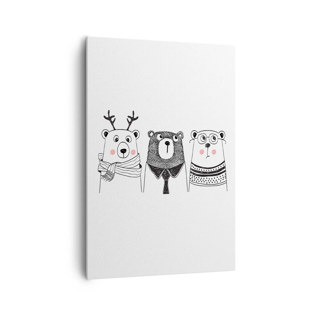 Canvastavla - Bild på duk - Tre björnar - 70x100 cm