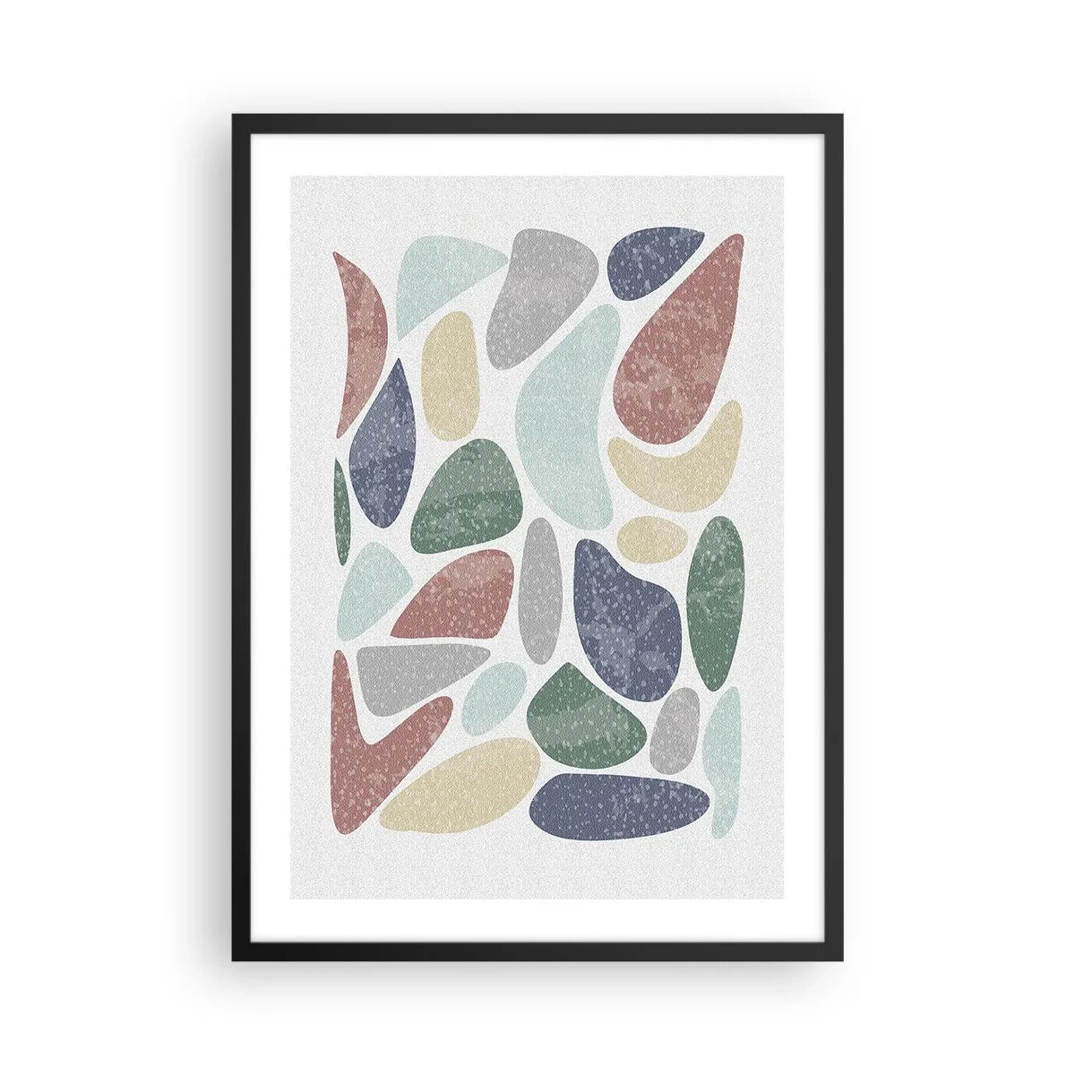 Affisch i svart ram - Abstrakta stenar i pastellfärger - 50x70cm - Mosaik av pulveriserade färger - Modern väggdekoration för vardagsrum och sovrum ARTTOR