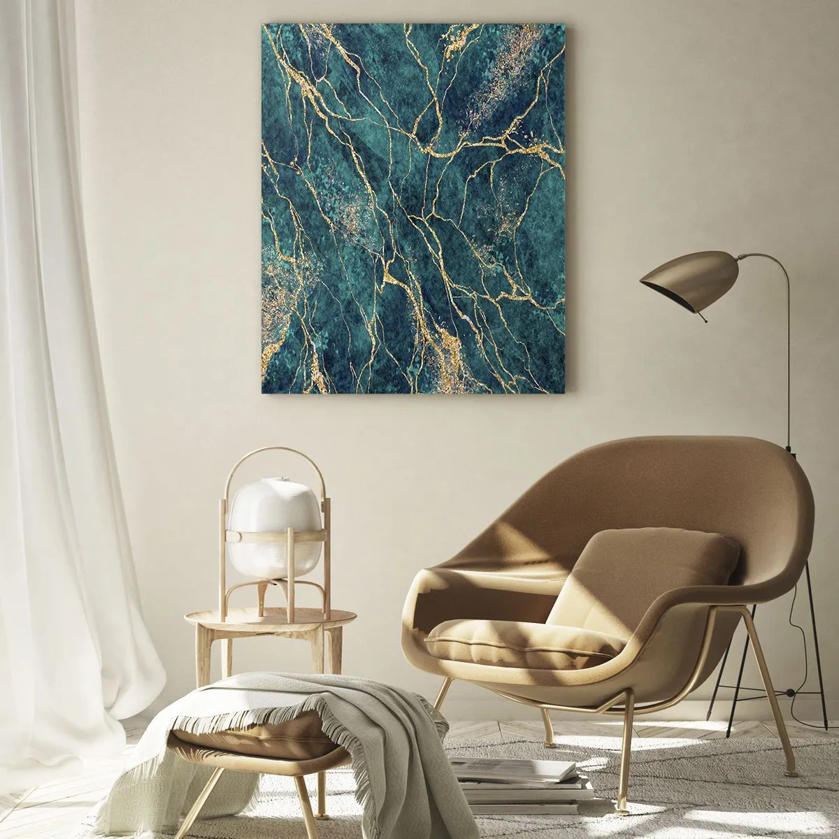 Glastavla - Bild på glas - Guldåder - 50x70 cm