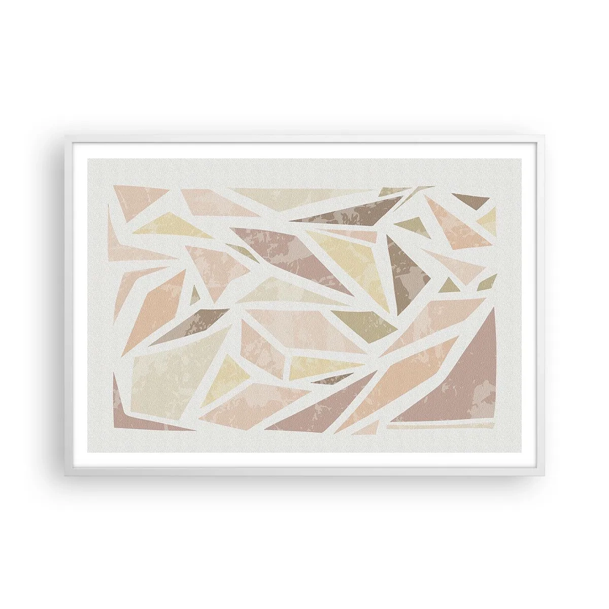 Affisch i vit ram - Komposition av färgat glas - 100x70 cm