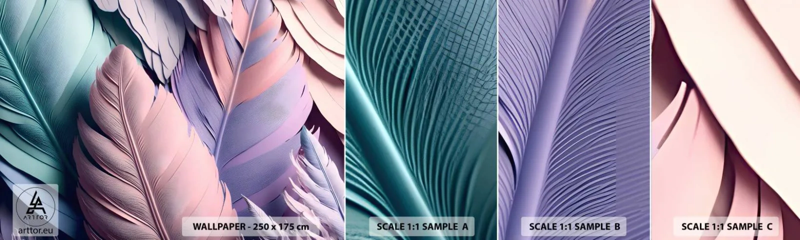 Fototapet Prov Standard Eco - Fågelstil - Pastell, Fjädrar, Lätthet - 100x30 cm