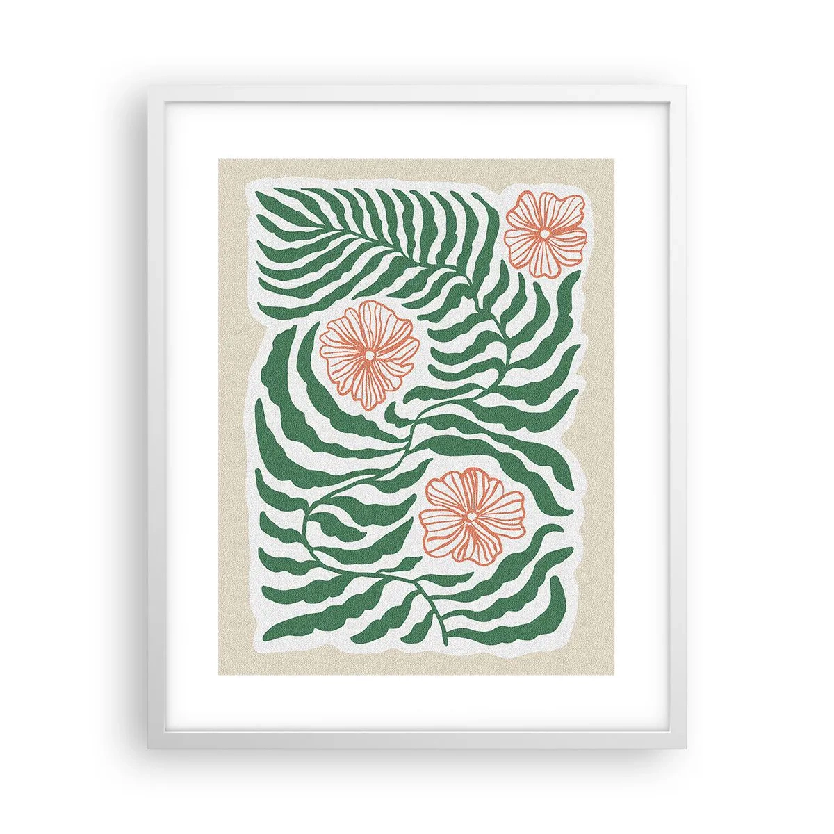 Affisch i vit ram - Blommande i grönt - 40x50 cm