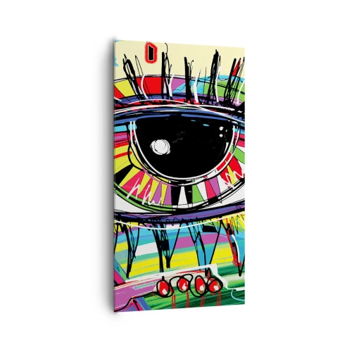 Canvastavla - Bild på duk - Färgglatt öga - färgglad själ - 65x120 cm
