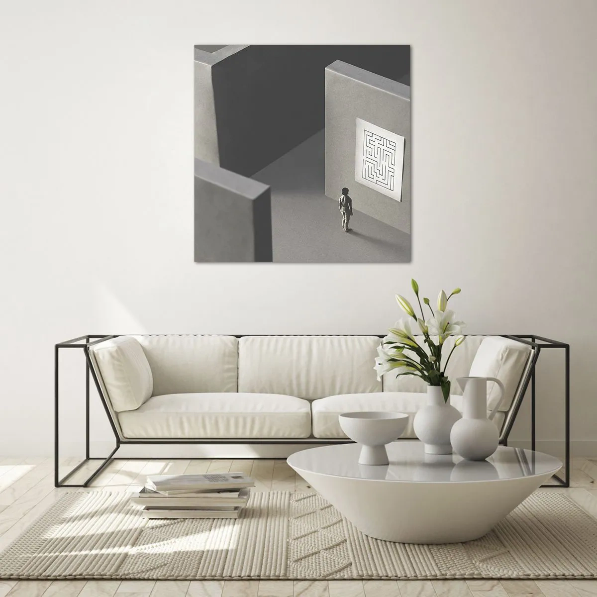 Glastavla - Bild på glas - Men var är jag? - 70x70 cm