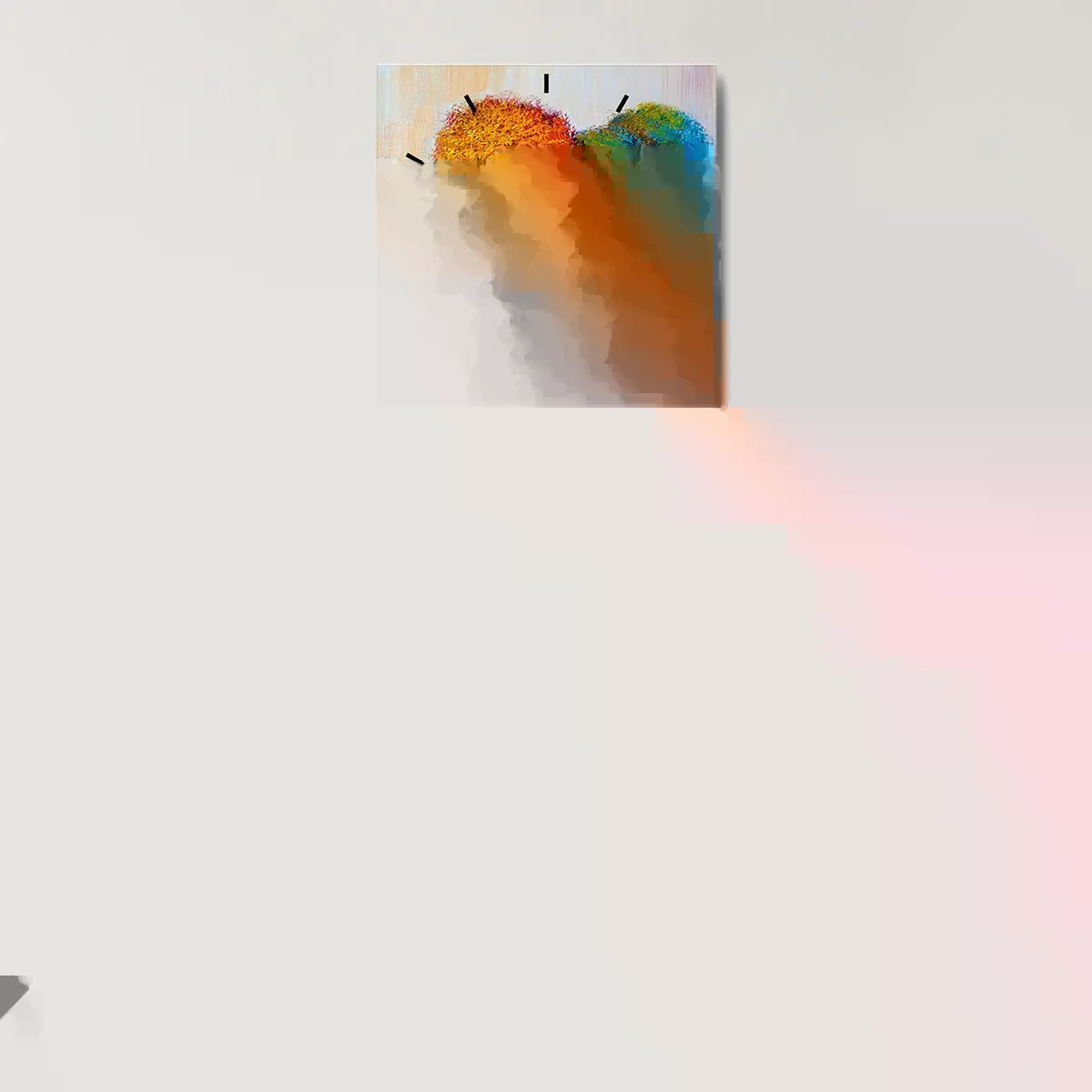 Väggklocka - Klocka på glas - Glad färgbukett - 40x40 cm