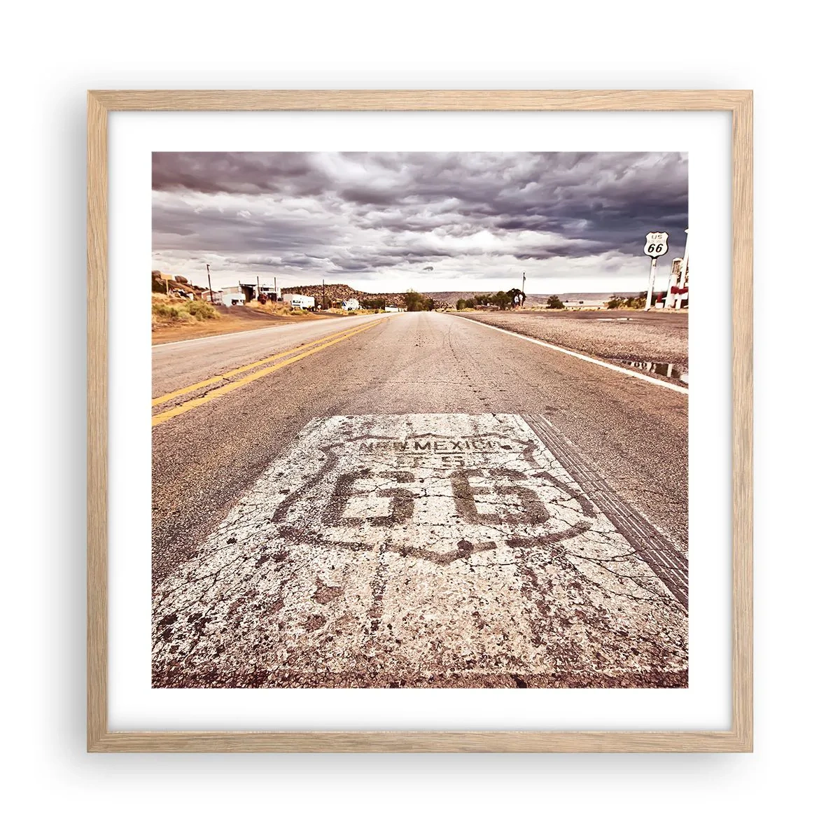 Affisch i ram av ljusek - Mother Road - amerikanska legenden - 50x50 cm