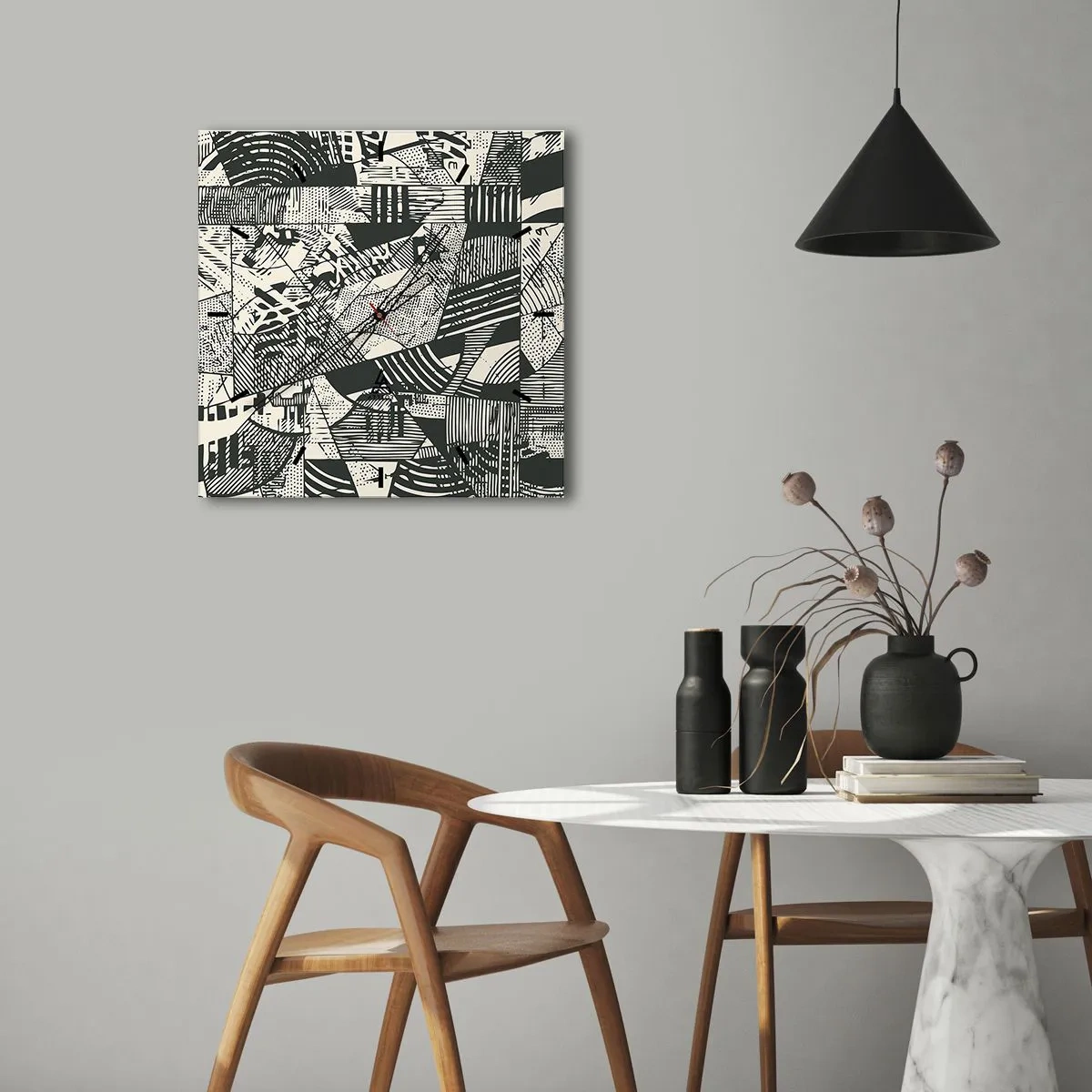 Väggklocka - Klocka på glas - Nutidens dynamik - 30x30 cm