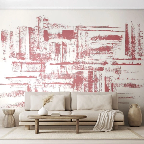 Självhäftande Fototapet Deluxe Sticker - Röd stad - Abstraktion, Grafik, Målning - 350x256 cm