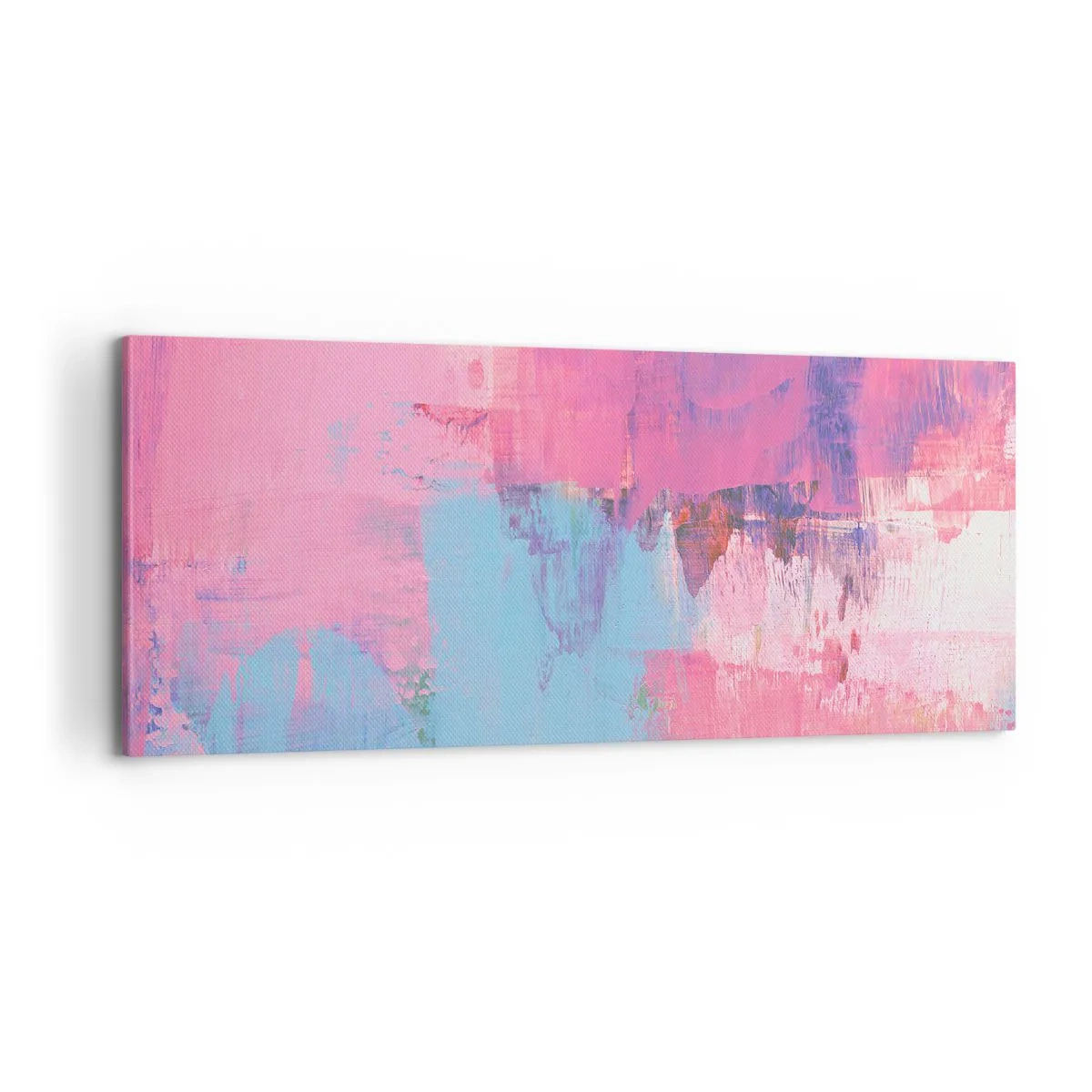 Canvastavla - Bild på duk - Rosa, blått och en gnutta ljus - 100x40 cm