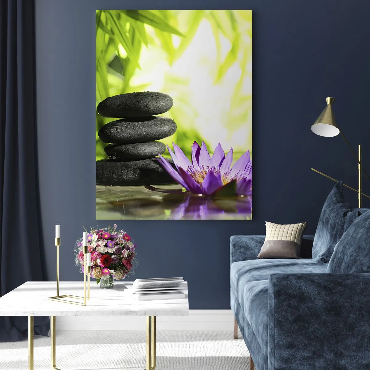 Glastavla - Bild på glas - I en bambushage - 70x100 cm