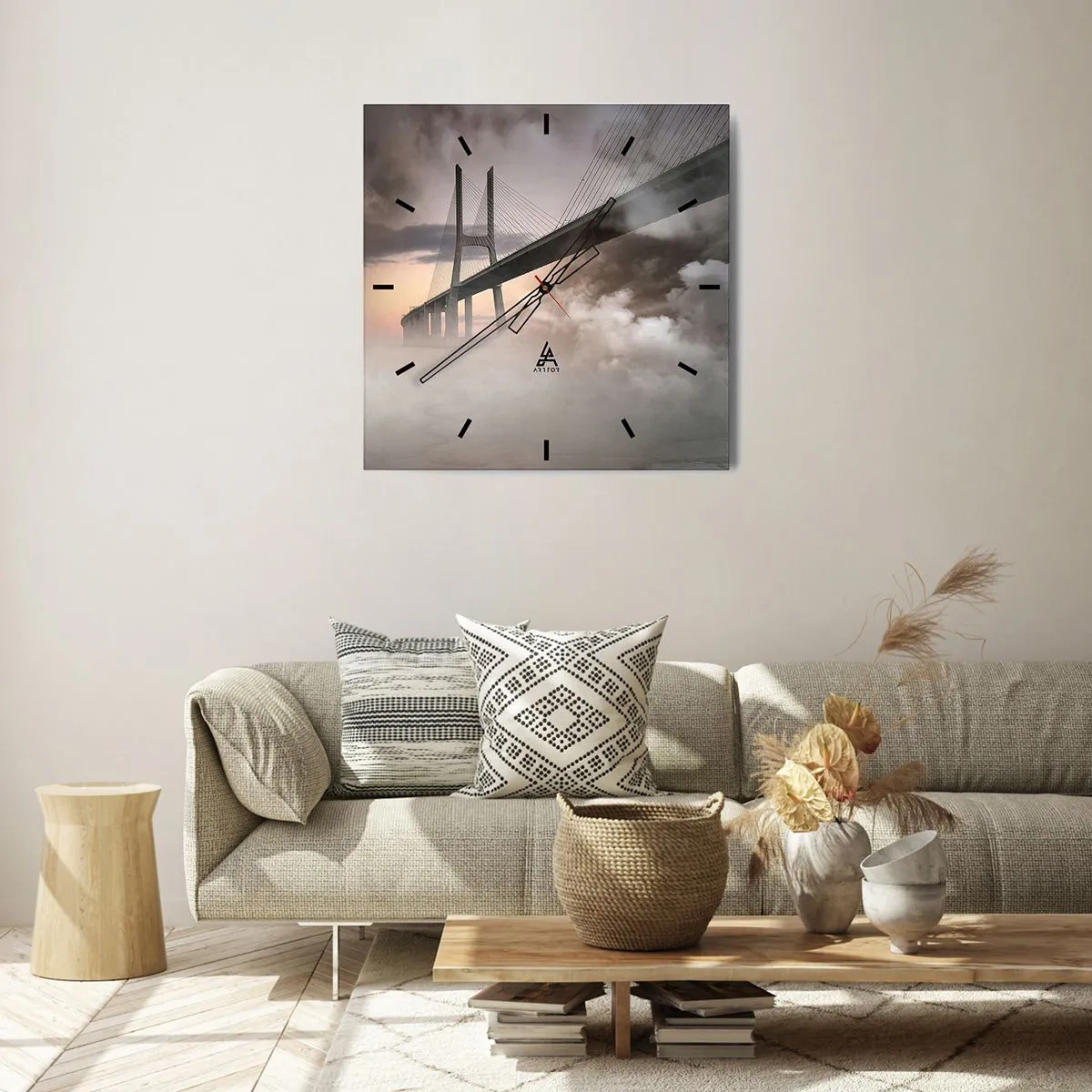 Väggklocka - Klocka på glas - Vid en flod som inte finns  - 40x40 cm