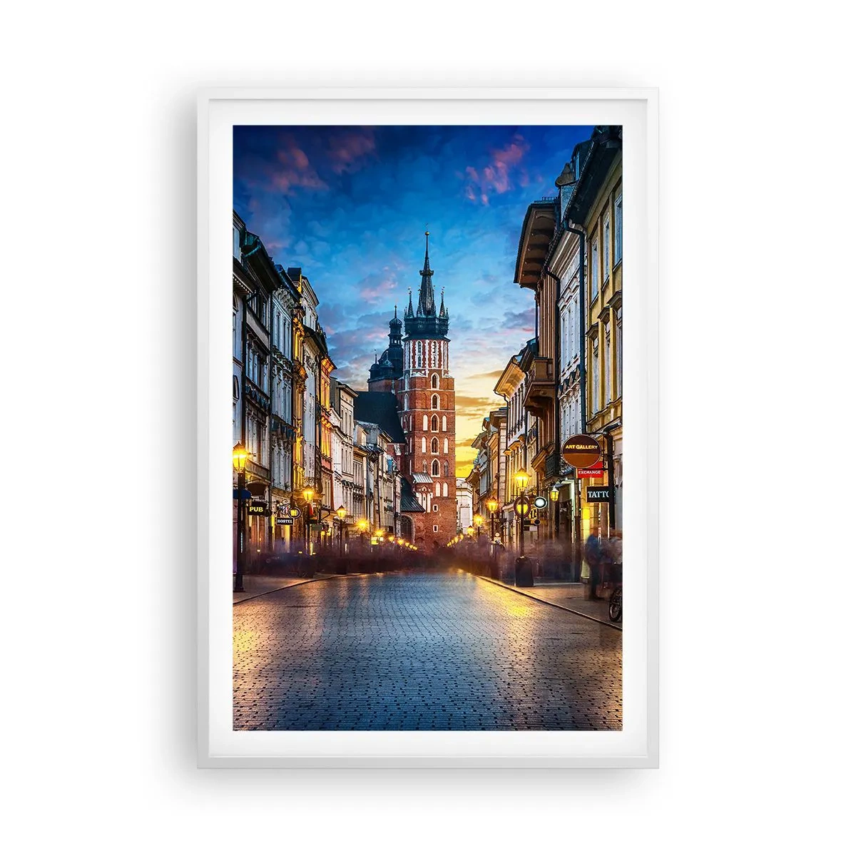 Affisch i vit ram - Krakows charm - 61x91 cm