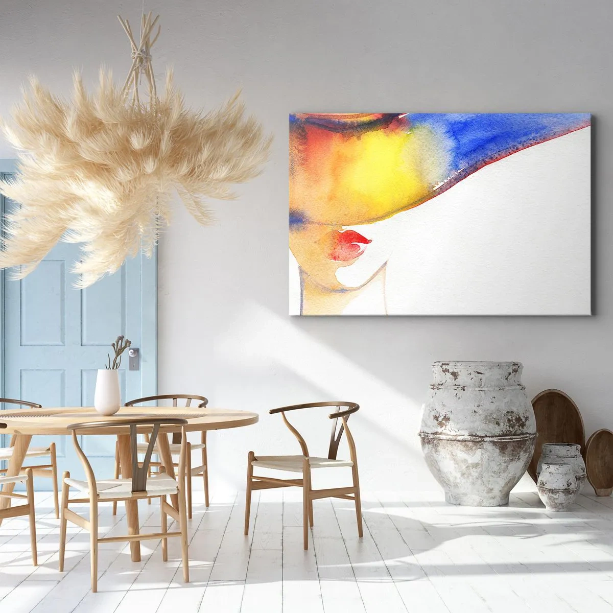 Canvastavla - Bild på duk - Damporträtt    - 100x70 cm
