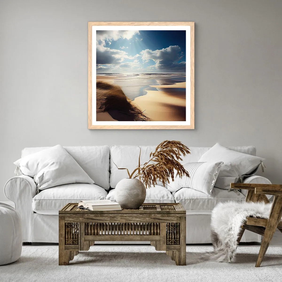 Affisch i ram av ljusek - Strand, vild strand - 40x40 cm