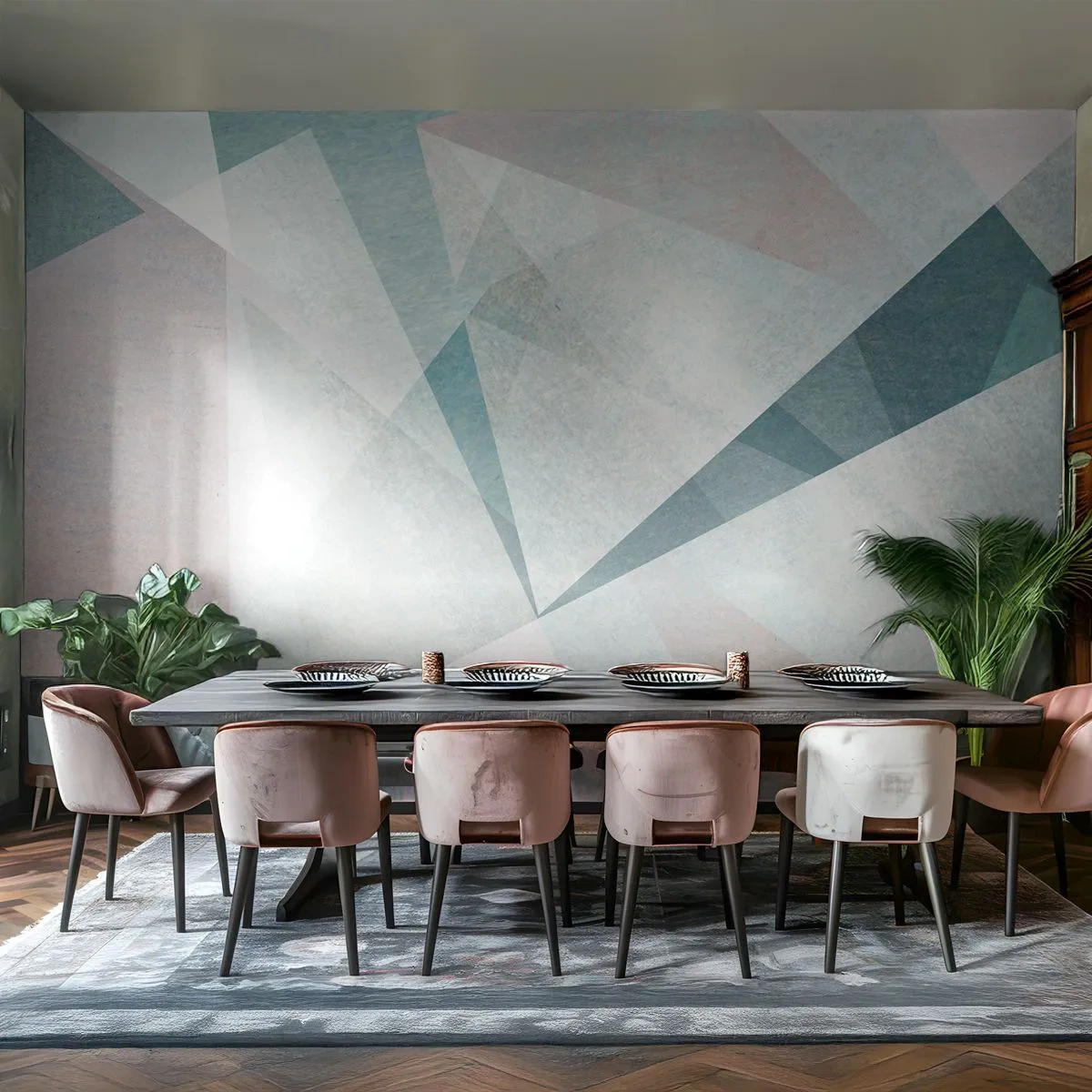 Fototapet Premium Canvas - Lugnt trots dynamiskt - Abstraktion, Bit, Modernt mönster - 400x280 cm