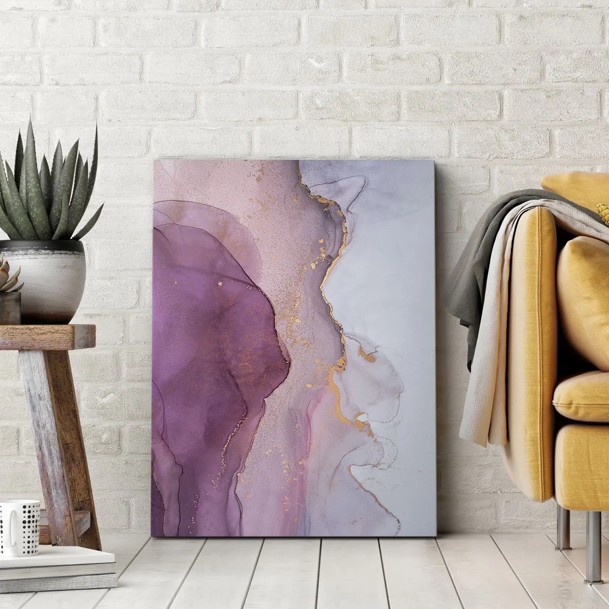 Canvastavla - Bild på duk - Lila och violett vågor - 50x70 cm