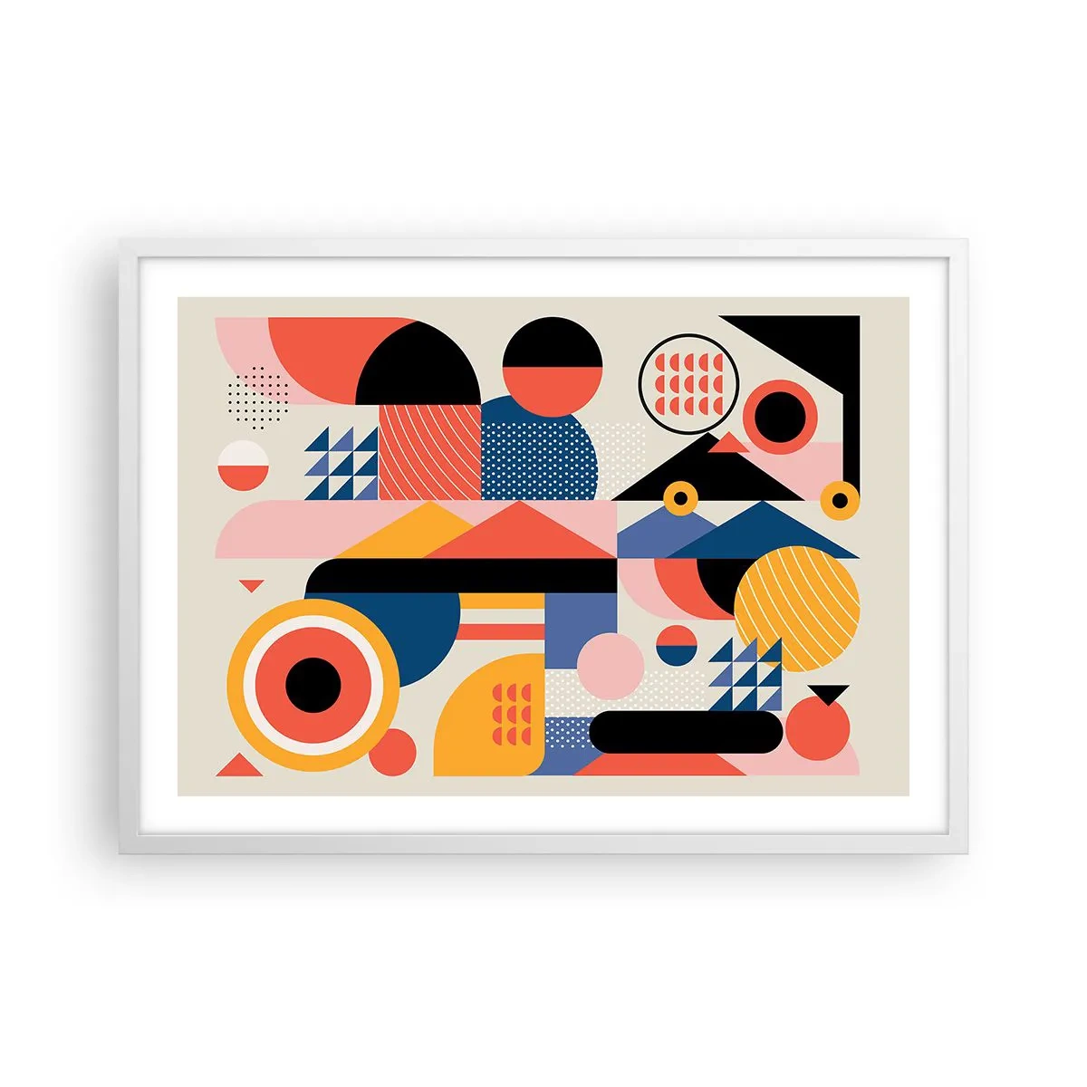 Affisch i vit ram - Komposition: Lek - 70x50 cm