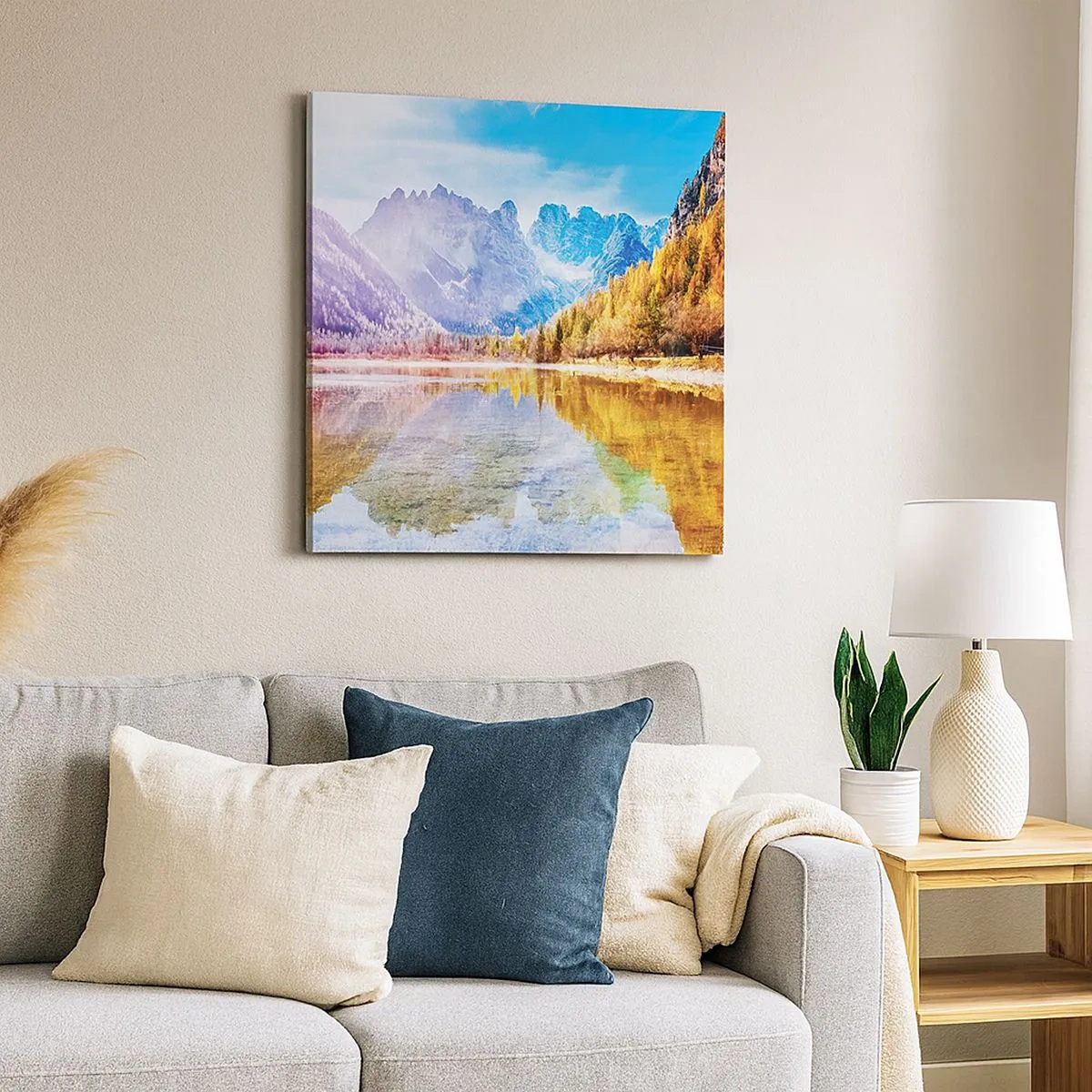 Canvastavla - Bild på duk - Det är redan höst i fjällen - 30x30 cm