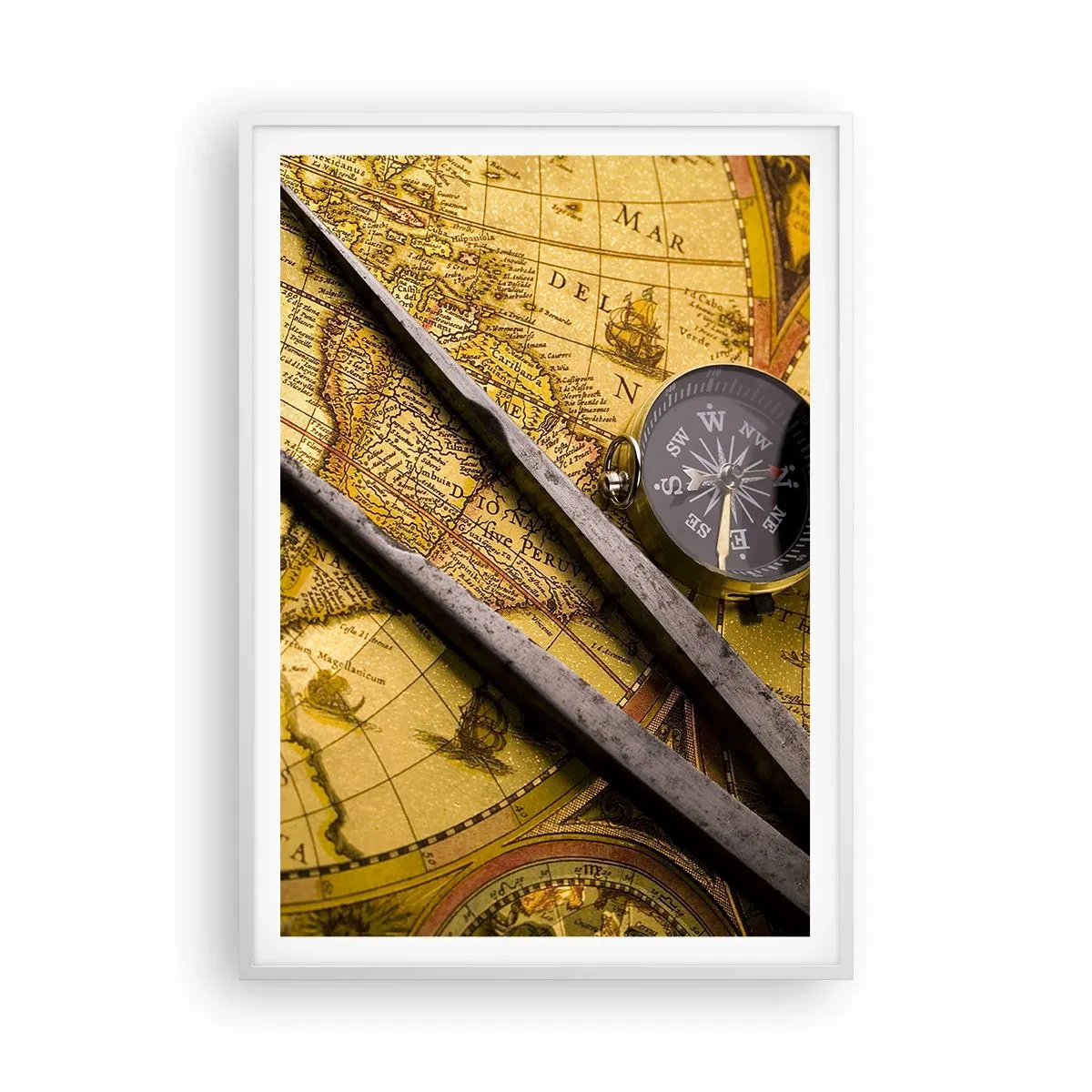 Affisch i vit ram - Var är skatterna? - 70x100 cm