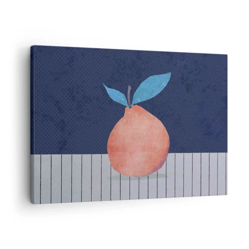 Canvastavla - Bild på duk - Abstrakt frukt mot en bakgrund av kontrasterande färger och raka linjer. - 70x50cm - Konvexitet och planhet - Modern väggdekoration för vardagsrum och sovrum ARTTOR