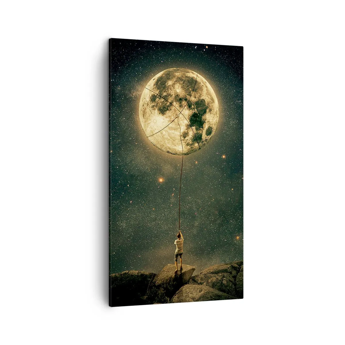 Canvastavla - Bild på duk - En man som stal månen - 45x80 cm