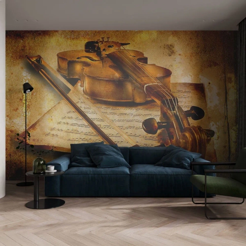 Fototapet Standard Eco - Violspelare sökes nu - Fiol, musik, musik noter - 250x175 cm