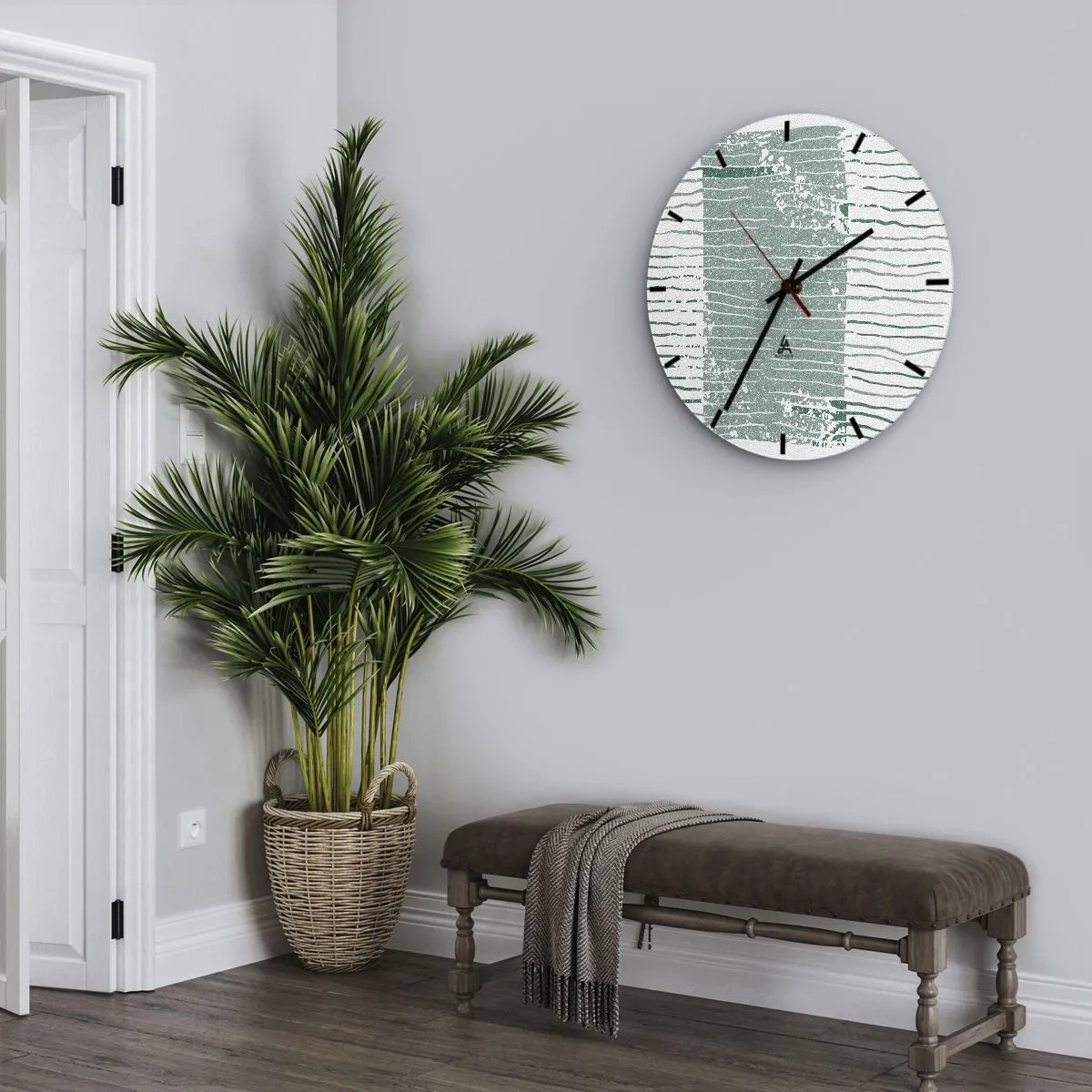 Väggklocka - Klocka på glas - Marin abstraktion - 40x40 cm